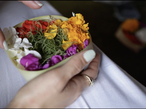 flowers held in a hand