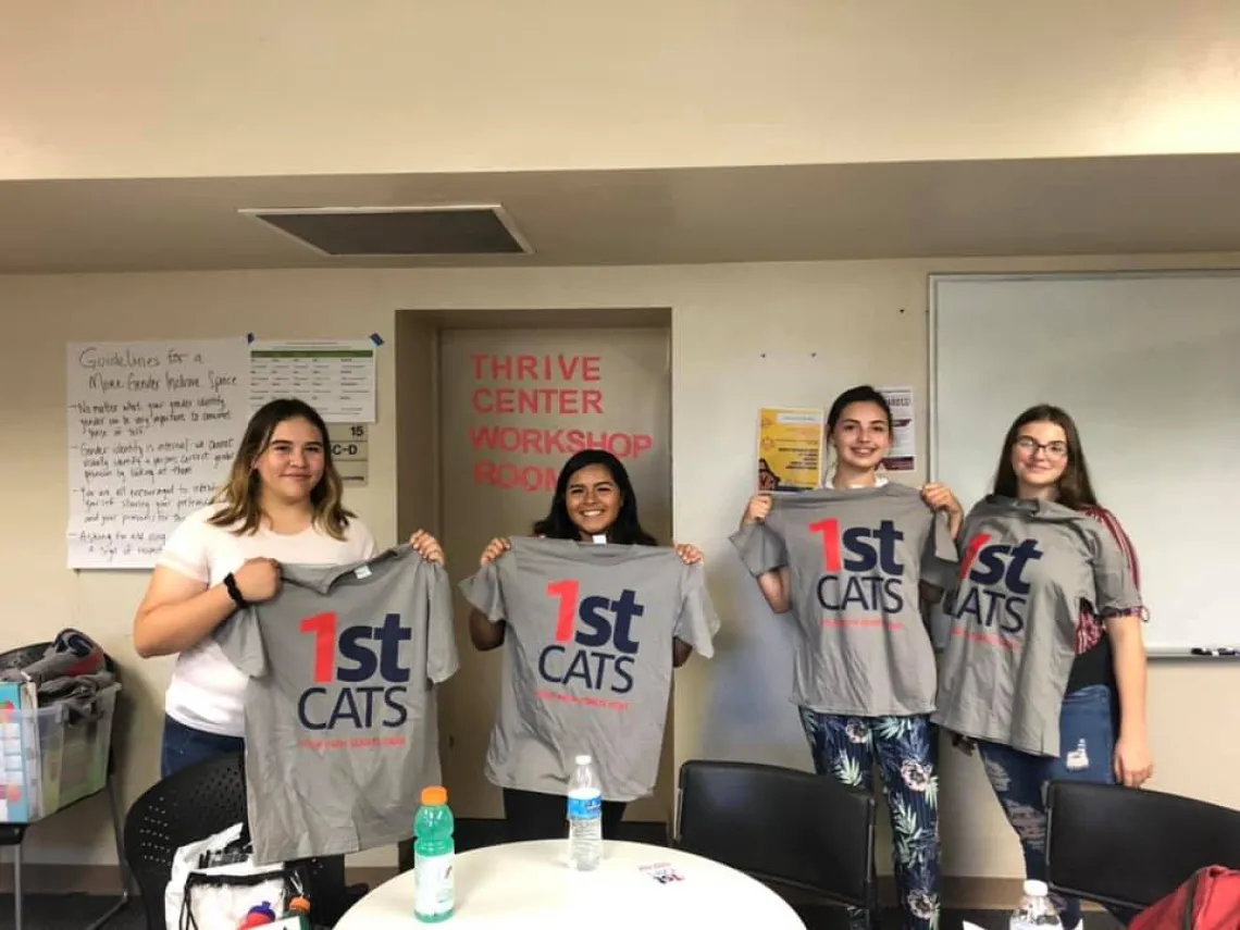 Ajo HS Students visiting campus and wearing 1st cats T-shirts