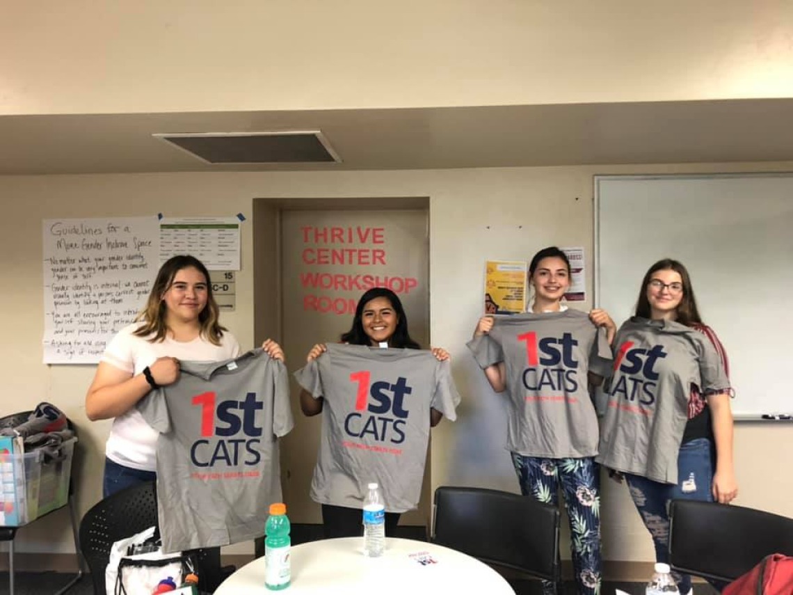 Ajo HS Students visiting campus and wearing 1st cats T-shirts